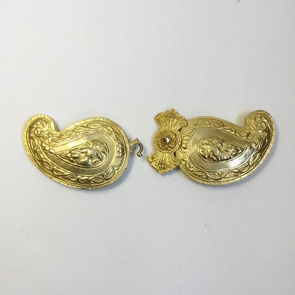 Vintage Alexis Kirk Gold Tone Etruscan Solider Runway Two Piece Belt Buckle - Picture 9 of 12